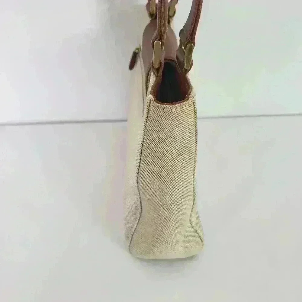 Derek Alexander cream canvas and brown leather shoulder bag - Picture 4 of 9